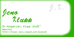 jeno klupp business card